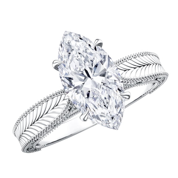 Rosec Jewels Vintage Inspired Lab Grown Diamond Engagement Ring 2 Carat - IGI Certified Marquise Diamond Ring - E-VS1 Grade, 925 Sterling Silver, US 4.00