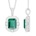 thumbnail image 1 of Rosec Jewels Vintage Inspired Lab Grown Emerald Pendant with Moissanite for Women - AAAA Grade, 10K White Gold, 1 of 8