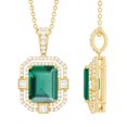 thumbnail image 1 of Rosec Jewels Vintage Inspired Lab Grown Emerald Pendant with Moissanite for Women - AAAA Grade, 18K Yellow Gold, 1 of 8