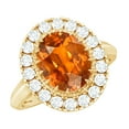 thumbnail image 1 of Rosec Jewels Vintage Inspired Ring - Lab Grown Orange Sapphire Ring with Moissanite Halo, 14K Yellow Gold, US 10.00, 1 of 9