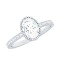 thumbnail image 1 of Rosec Jewels Moissanite Solitaire Engagement Ring 1 Carat - Vintage Style Ring (6X8 mm Oval, D-VS1 Quality Certified), 14K White Gold, US 3.00, 1 of 9
