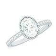thumbnail image 1 of Rosec Jewels Moissanite Solitaire Engagement Ring 1 Carat - Vintage Style Ring (6X8 mm Oval, D-VS1 Quality Certified), 14K White Gold, US 6.50, 1 of 9