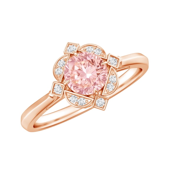 Rosec Jewels Vintage Style Lab Grown Pink Diamond Engagement Ring 1 Carat - IGI Certified Fancy Pink Diamond Ring (VS1 Grade), 18K Rose Gold, US 5.50