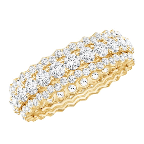 Rosec Jewels Wedding Band Ring for Women - Certified Moissanite Eternity Band Ring (D-VS1 Grade), 10K Yellow Gold, US 7.00