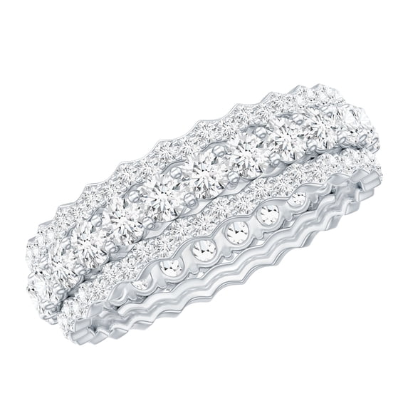 Rosec Jewels Wedding Band Ring for Women - Certified Moissanite Eternity Band Ring (D-VS1 Grade), 14K White Gold, US 3.00