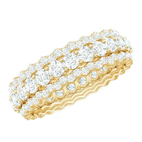 Rosec Jewels Wedding Band Ring for Women - Certified Moissanite Eternity Band Ring (D-VS1 Grade), 18K Yellow Gold, US 12.00
