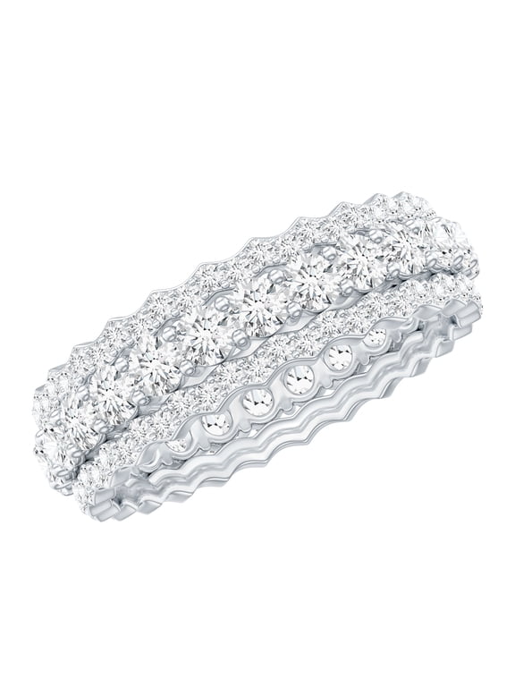 Wedding Band Ring for Women - Certified Moissanite Eternity Band Ring (D-VS1 Grade), 925 Sterling Silver, US 4.00