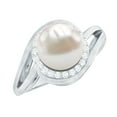 thumbnail image 1 of Rosec Jewels White Pearl Ring with Diamond Halo for Women (8 MM, AAA Grade), 10K White Gold, US 10.00, 1 of 6