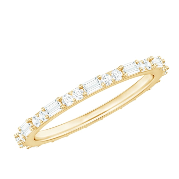 Rosec Jewels Natural Diamond Full Eternity Ring for Women - Diamond Stackable Ring - HI-SI Quality - with Jewelry Box, 14K Yellow Gold, US 5.50