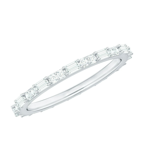 Rosec Jewels Natural Diamond Full Eternity Ring for Women - Diamond Stackable Ring - HI-SI Quality - with Jewelry Box, 18K White Gold, US 6.50