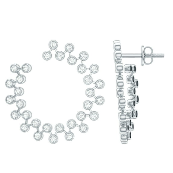 Rosec Jewels Certified Moissanite Hoop Earrings for Women - Circle Earrings - D-VS1 Quality - Ready to Gift with Jewelry Box, 925 Sterling Silver