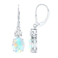 thumbnail image 1 of Womens Ethiopian Opal Drop Earrings with Moissanite - 2 Carat - AAA Grade, 10K White Gold, 1 of 7