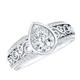 thumbnail image 1 of Rosec Jewels Vintage Style Moissanite Solitaire Engagement Ring - 1 Carat - Pear Shape Moissanite Ring - D-VS1 Grade, 925 Sterling Silver, US 4.00, 1 of 8