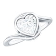 thumbnail image 1 of Rosec Jewels Moissanite Heart Engagement Ring 2 Carat - Bypass Ring for Women - 8 mm - D-VS1 Quality, 925 Sterling Silver, US 7.00, 1 of 8