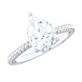 thumbnail image 1 of Rosec Jewels Womens Moissanite Teardrop Engagement Ring 2 Carat - 7X10 mm Pear Shape - D-VS1 Quality Authentically Certified, 18K White Gold, US 11.00, 1 of 9