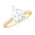 thumbnail image 1 of Rosec Jewels Womens Moissanite Teardrop Engagement Ring 2 Carat - 7X10 mm Pear Shape - D-VS1 Quality Authentically Certified, 18K Yellow Gold, US 9.50, 1 of 9