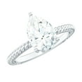 thumbnail image 1 of Rosec Jewels Womens Moissanite Teardrop Engagement Ring 2 Carat - 7X10 mm Pear Shape - D-VS1 Quality Authentically Certified, 925 Sterling Silver, US 7.00, 1 of 9