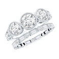 thumbnail image 1 of Rosec Jewels Moissanite Wedding Ring Set for Women - 3 Stone Engagement Ring with Enhancer - D-VS1 Quality - Jewelry Box included, 14K White Gold, US 12.00, 1 of 8