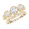 thumbnail image 1 of Rosec Jewels Moissanite Wedding Ring Set for Women - 3 Stone Engagement Ring with Enhancer - D-VS1 Quality - Jewelry Box included, 14K Yellow Gold, US 6.00, 1 of 8