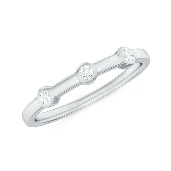 Rosec Jewels Three Stone Ring for Women - Certified Moissanite Ring (D-VS1 Quality), 925 Sterling Silver, US 4.00