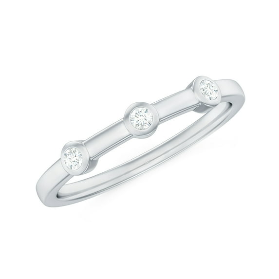 Rosec Jewels Three Stone Ring for Women - Certified Moissanite Ring (D-VS1 Quality), 925 Sterling Silver, US 4.00