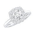 thumbnail image 1 of Rosec Jewels Moissanite Halo Engagement Ring for Women (D-VS1 Quality), 14K White Gold, US 5.50, 1 of 8