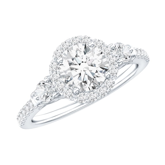 Rosec Jewels Classic Moissanite Engagement Ring for Women (1.75 CT, D-VS1 Quality), 14K White Gold, US 9.00