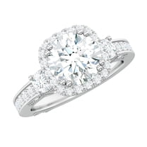 Rosec Jewels Cubic Zirconia Engagement Ring (3.50 CT) - Vintage Inspired Gold Ring, 925 Sterling Silver, US 4.00