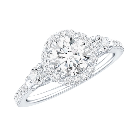 Rosec Jewels Classic Moissanite Engagement Ring for Women (D-VS1 Quality), 925 Sterling Silver, US 4.00