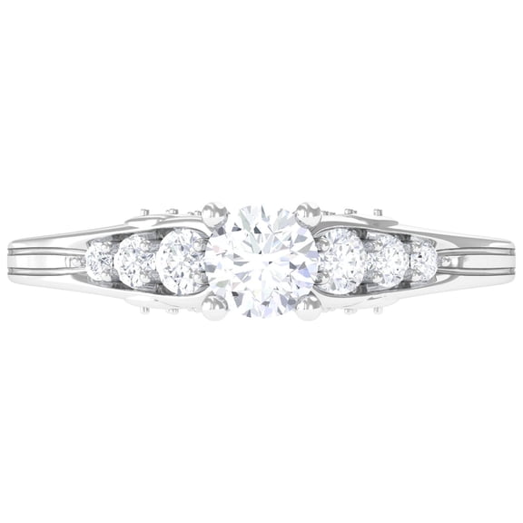 Rosec Jewels Moissanite Promise Engagement Ring for Women - D-VS1 Quality Authentically Certified - with Jewelry Box, 925 Sterling Silver, US 4.00