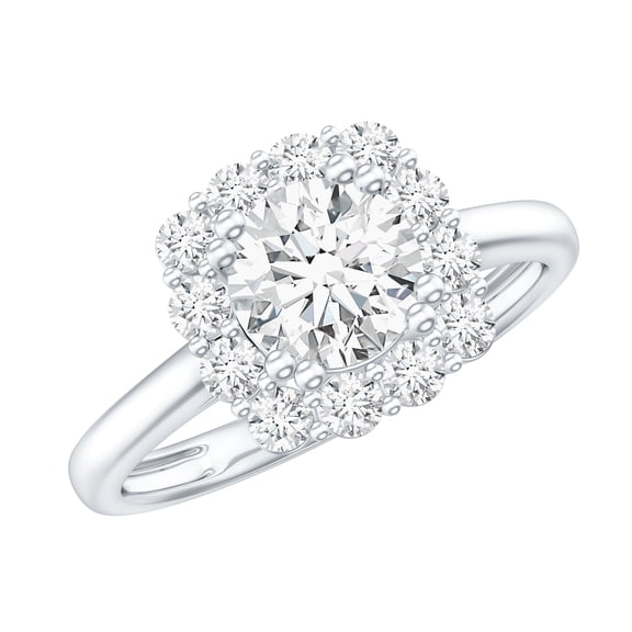 Rosec Jewels Moissanite Halo Engagement Ring for Women (D-VS1 Quality), 925 Sterling Silver, US 4.00