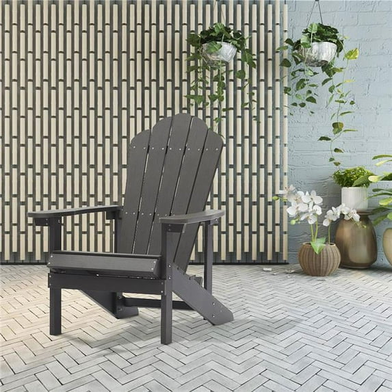 Rosecliff Heights SM -35-GY Wilkey Wood Adirondack Chair, Dark Gray