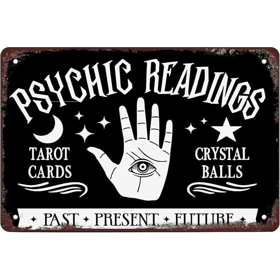 Rosefinchstone Retro Funny Metal Sign Sheet Signs Tin Sign,Halloween Psychic Readings Outdoor Home Wall Decoration, Size:8*12inch,Multicolor