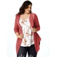 thumbnail image 1 of Rosegal For Women Plus Size Shirt 2 In 1 Top Floral Print Long Sleeve Faux Asymmetric Tee Deep Red 2XL, 1 of 9