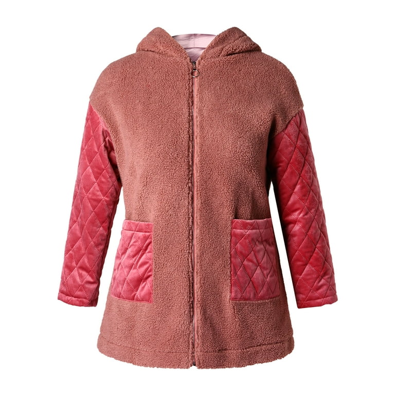 Rosegal Plus Size Contrast Faux Fur Coat Bean Red 3X