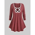 thumbnail image 1 of Rosegal Plus Size Contrast Piping Cutout Knitted T-shirt, 1 of 4