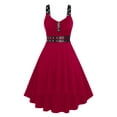 thumbnail image 1 of Rosegal Plus Size Eyelets Ruched High Low Punk Dress Deep Red L, 1 of 4
