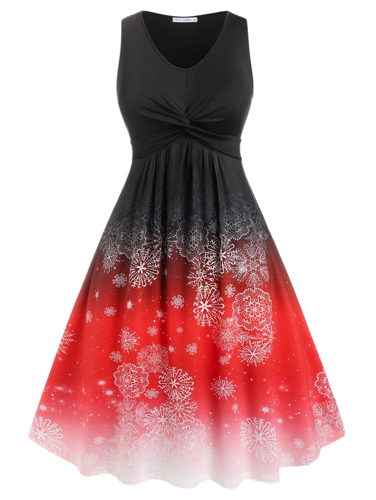 christmas dress rosegal Plus Size Christmas Santa Claus Velour Bicolor Button Flare Dress