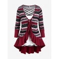 thumbnail image 1 of Rosegal Plus Size Geo Print Ruffle Tie Front Crisscross 2 In 1 Top, 1 of 4