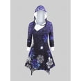 thumbnail image 1 of Rosegal Plus Size Hooded Snowflake Print Asymmetrical Hem Dress, 1 of 5