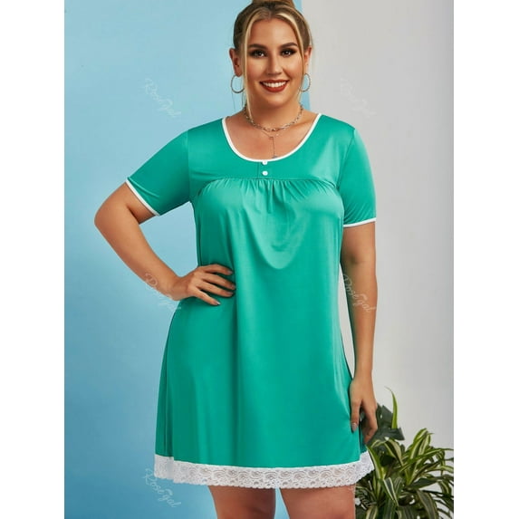 Rosegal Plus Size Lace Insert Mini Straight Dress