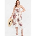thumbnail image 1 of Rosegal Plus Size Lace Panel Floral Print Handkerchief Midi Sundress, 1 of 4