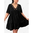 thumbnail image 1 of Rosegal Plus Size Plunge Lace Insert A Line Dress, 1 of 5