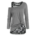 thumbnail image 1 of Rosegal Plus Size Skew Neck T Shirt and Floral Lace Tank Top Light Gray XL, 1 of 6