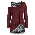 thumbnail image 1 of Rosegal Plus Size Skew Neck T Shirt and Floral Lace Tank Top, 1 of 6