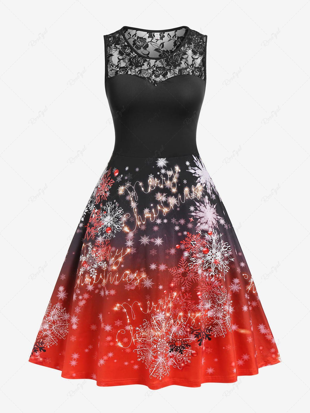 rosegal christmas dresses Plus Size Cold Shoulder Snowflake Print High Low Midi Knitted Christmas  Dress