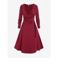 thumbnail image 1 of Rosegal Plus Size Valentine Day Cowl Neck O-ring Ruched Long Sleeve Midi Dress, 1 of 4