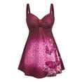 thumbnail image 1 of Rosegal Women Casual Plus Size Ruched Butterfly Print Tank Top Deep Red L, 1 of 6