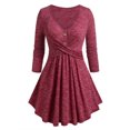 thumbnail image 1 of Rosegal Women Causal Plus Size Skirted Space Dye Cross T-shirt Red 4X, 1 of 5