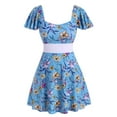 thumbnail image 1 of Rosegal Women Plus Size Flutter Sleeve Flower Print Skirted Two Piece Swimwear Light Blue 5X, 1 of 6
